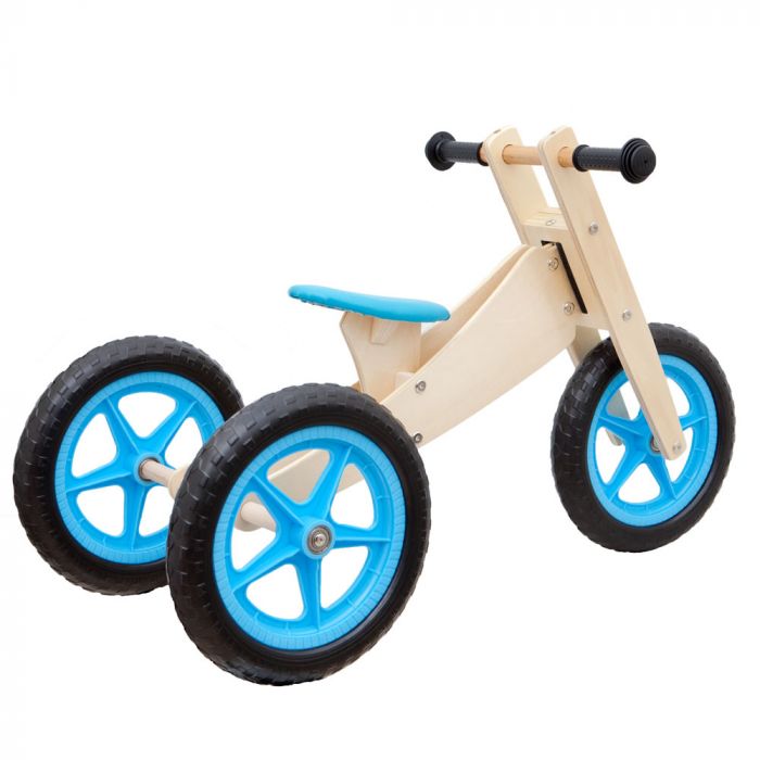 Houten Driewieler Loopfiets 2 in 1 Blauw